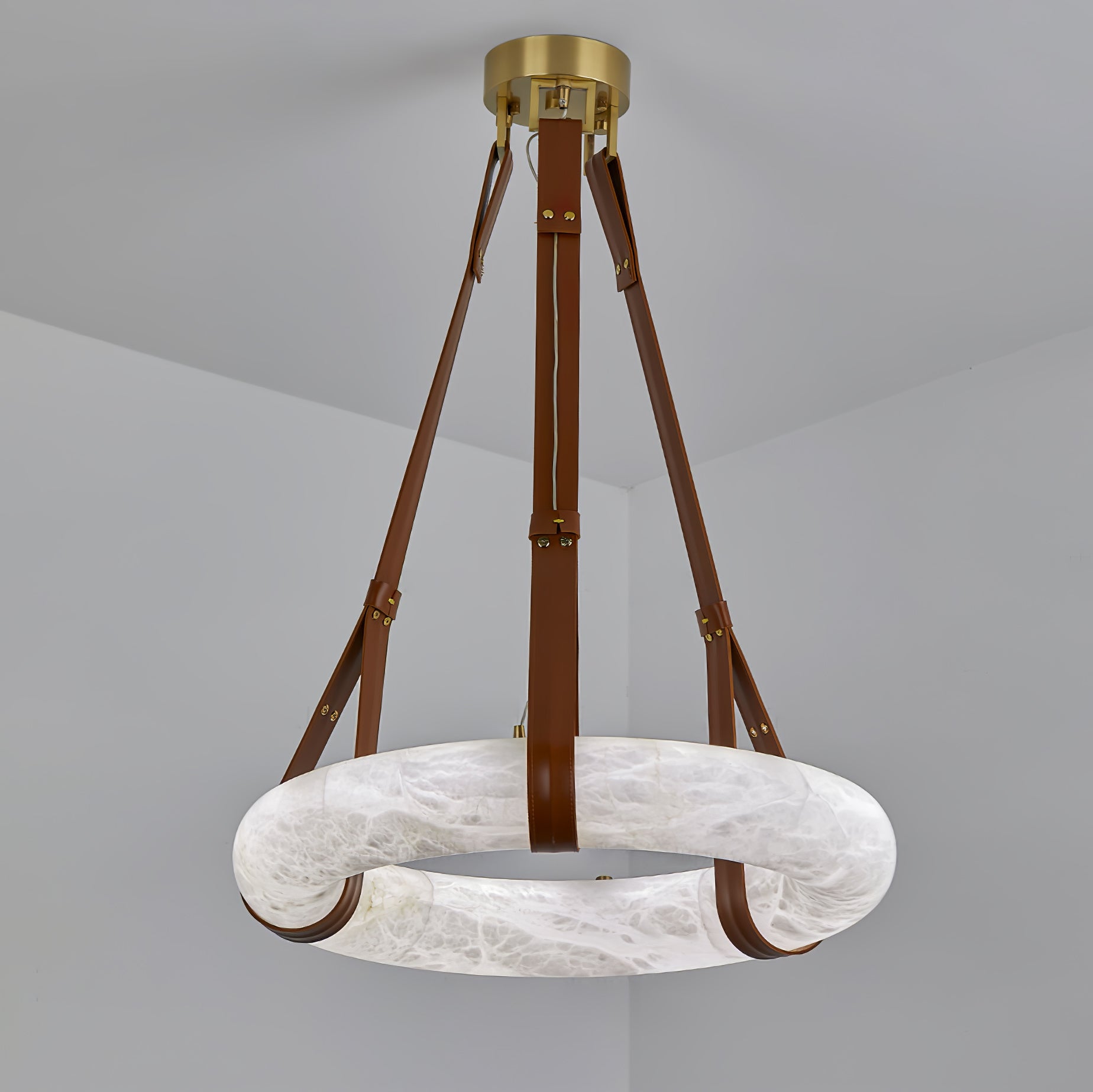 Alabaster Torus Suspension Light