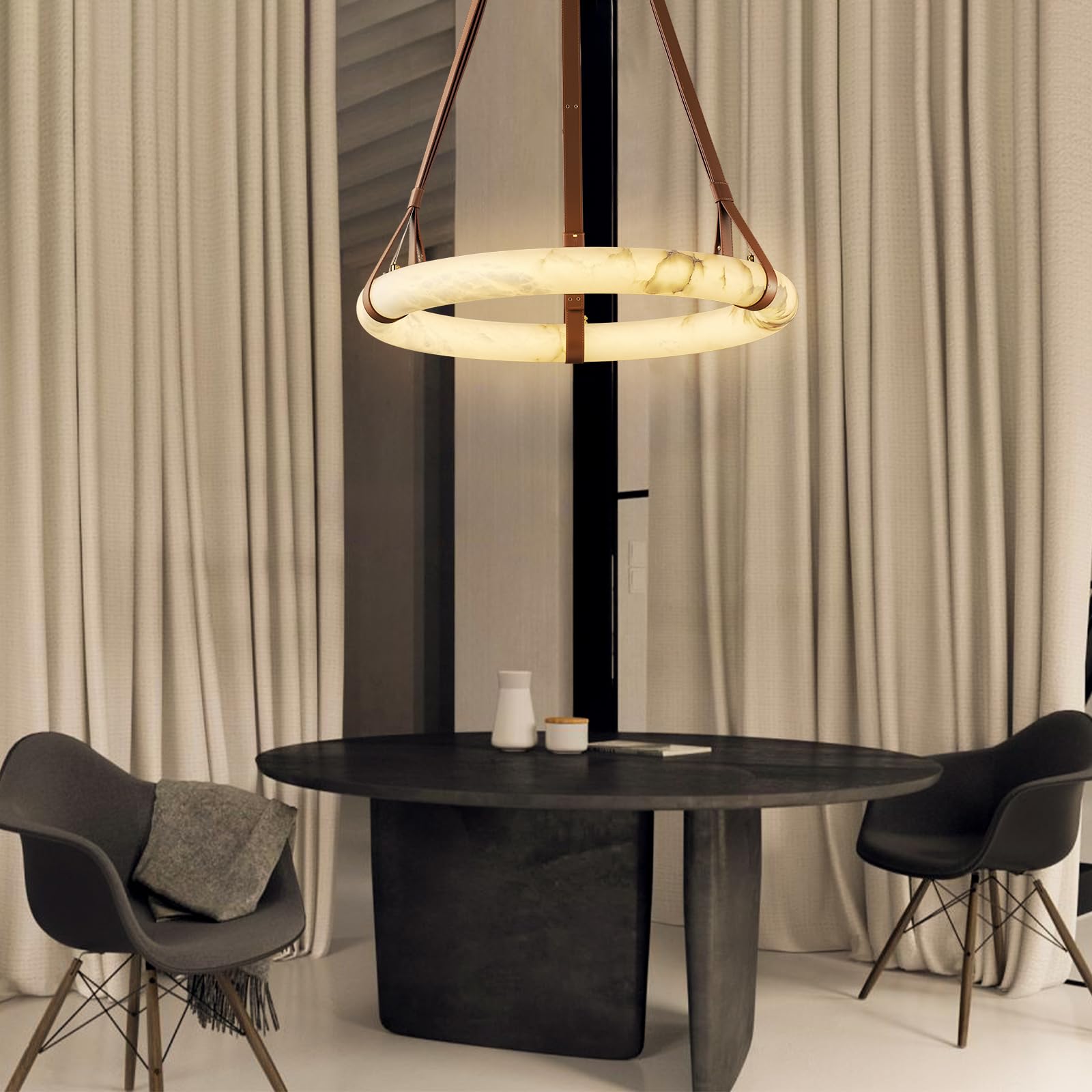 Alabaster Torus Suspension Light