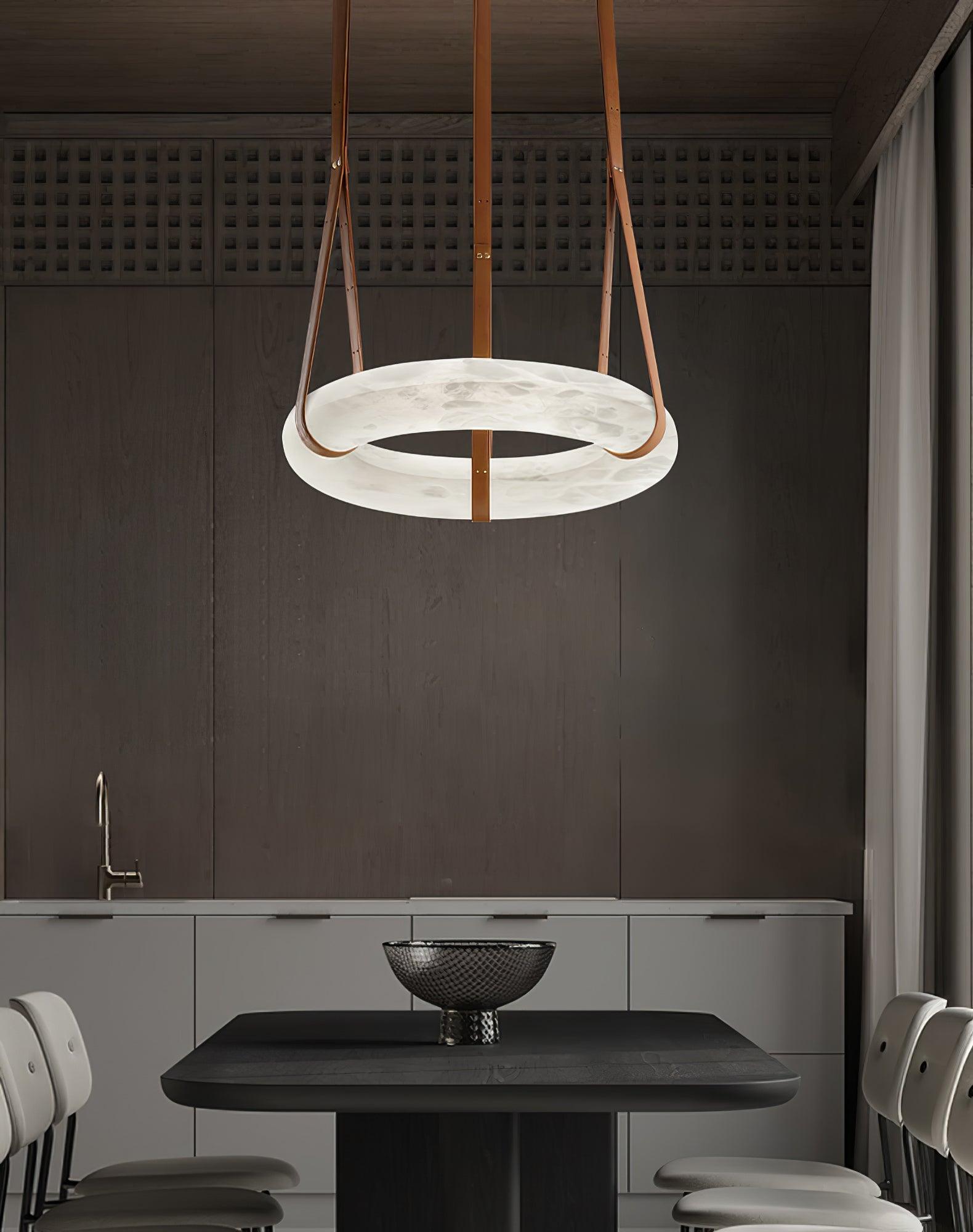 Alabaster Torus Suspension Light