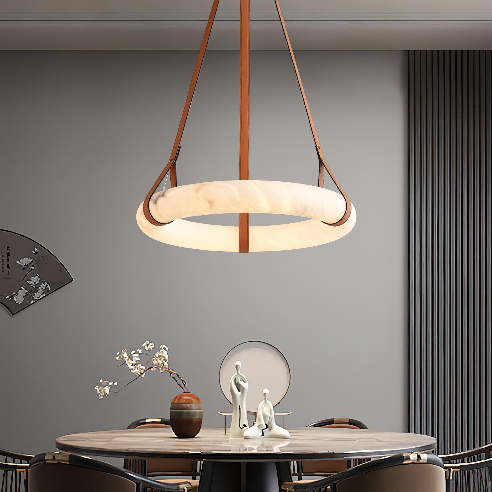 Alabaster Torus Suspension Light