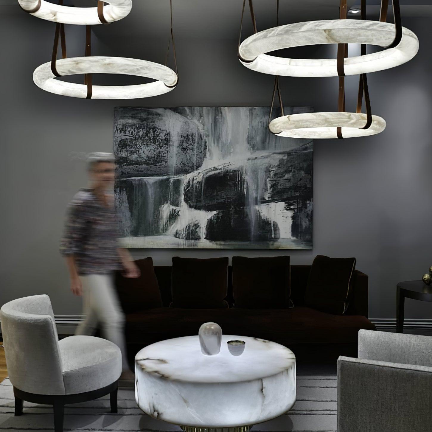 Alabaster Torus Suspension Light