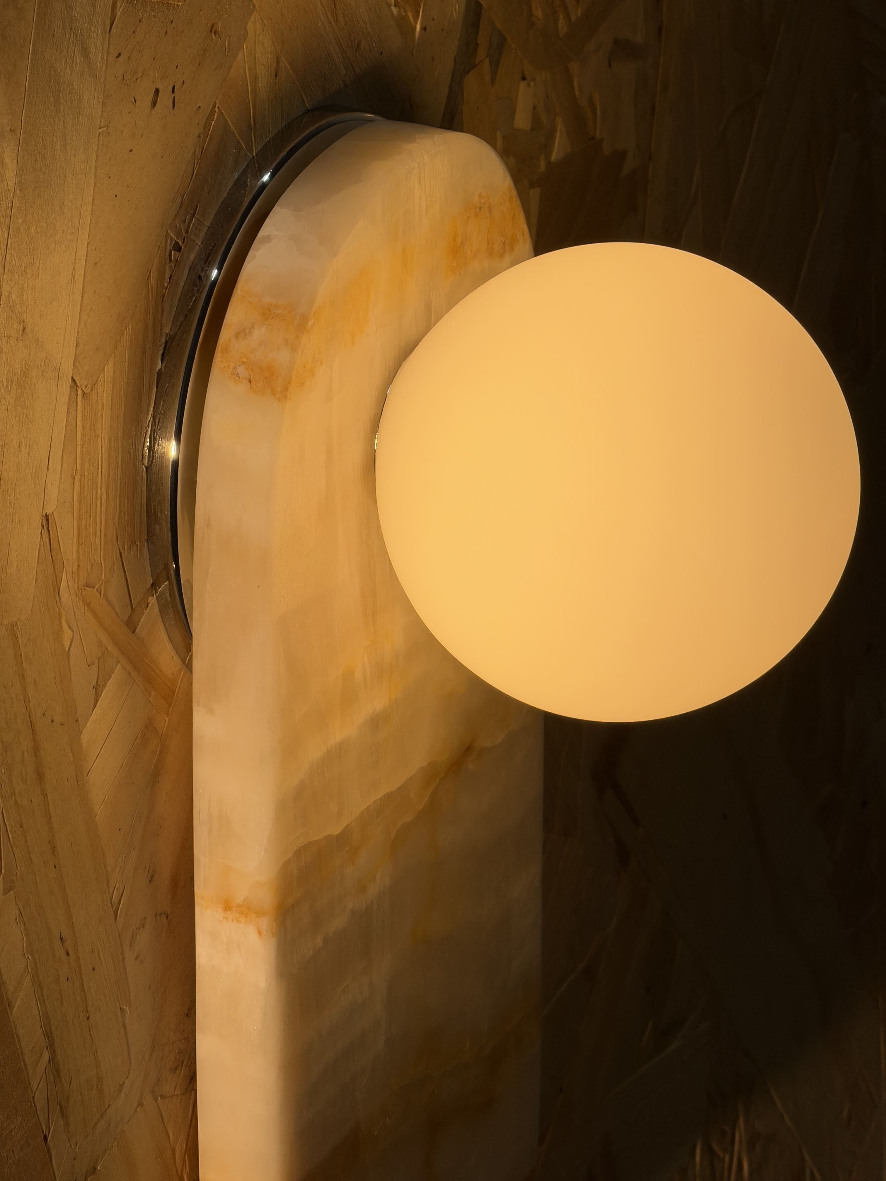 White Onyx Sconce with Brown