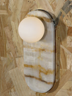 White Onyx Sconce with Brown