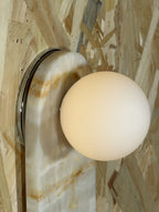 White Onyx Sconce with Brown